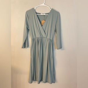 Zenana Outfitters Light Blue Wrap Dress